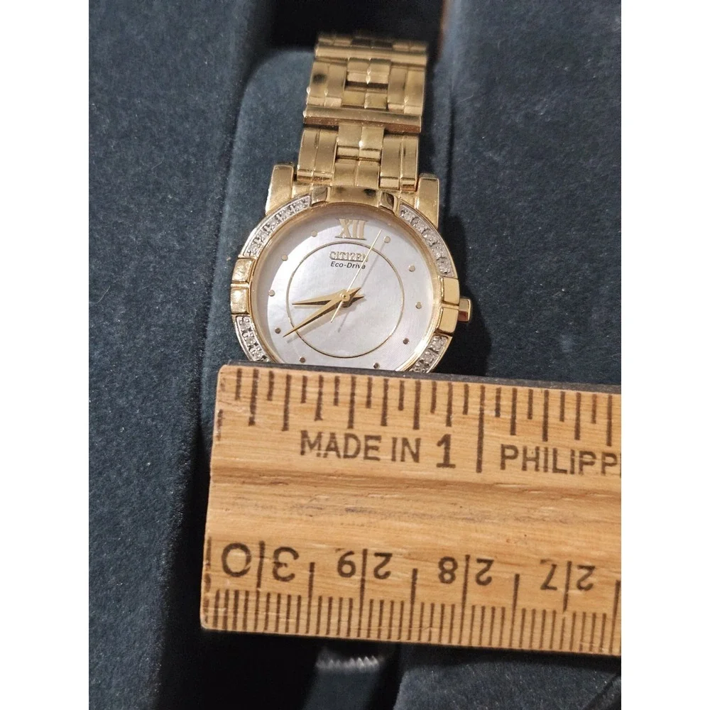 Citizen E031 Eco Drive Gold Japan Mvt Womens Dress Watch with Diamond Bezel MOP - Picture 15 of 16